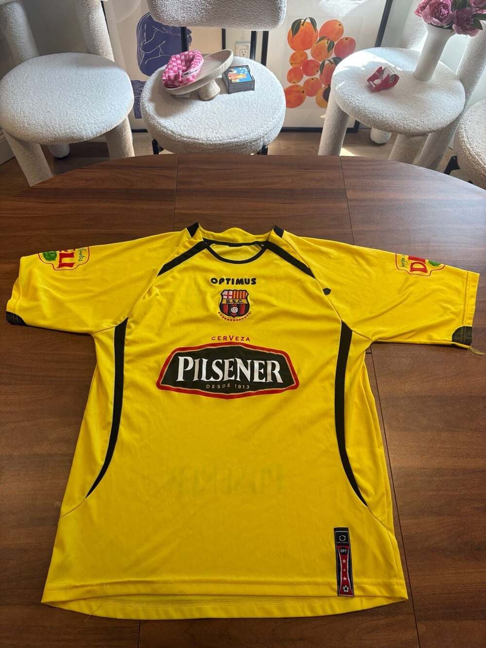 Barcelona Sporting Club (BSC) Yellow Soccer Jersey 2008 Pilsener Sz L